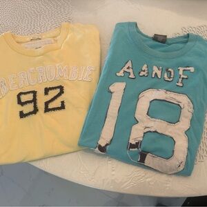 Abercrombie & Fitch Yellow and Teal Graphic Tees